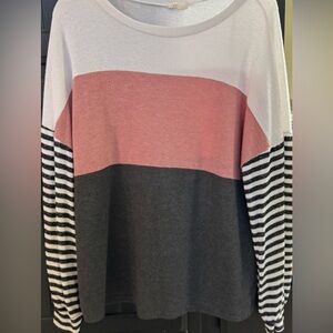 Colorblock Striped Long Sleeve Top